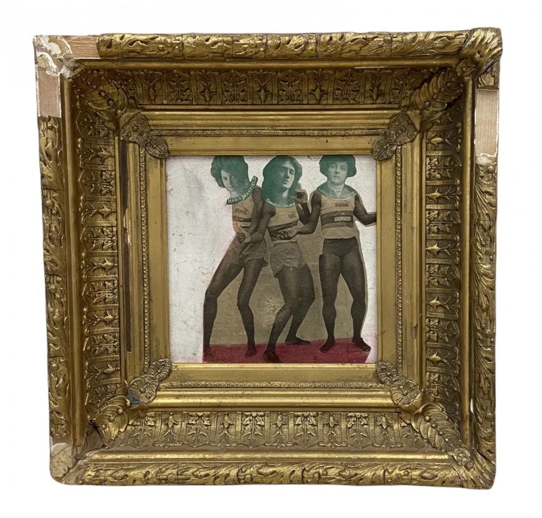 Mid-Century Modern Collage In Antique Gesso Frame (1 of 2)