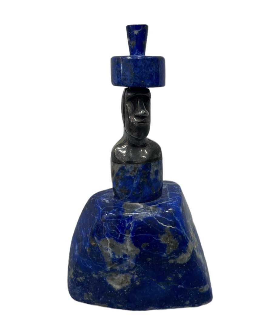 Vinitage Peruvian Lapis Lazuli & Silverplate Sculpture: 4 3/4 x 2 1/2 in