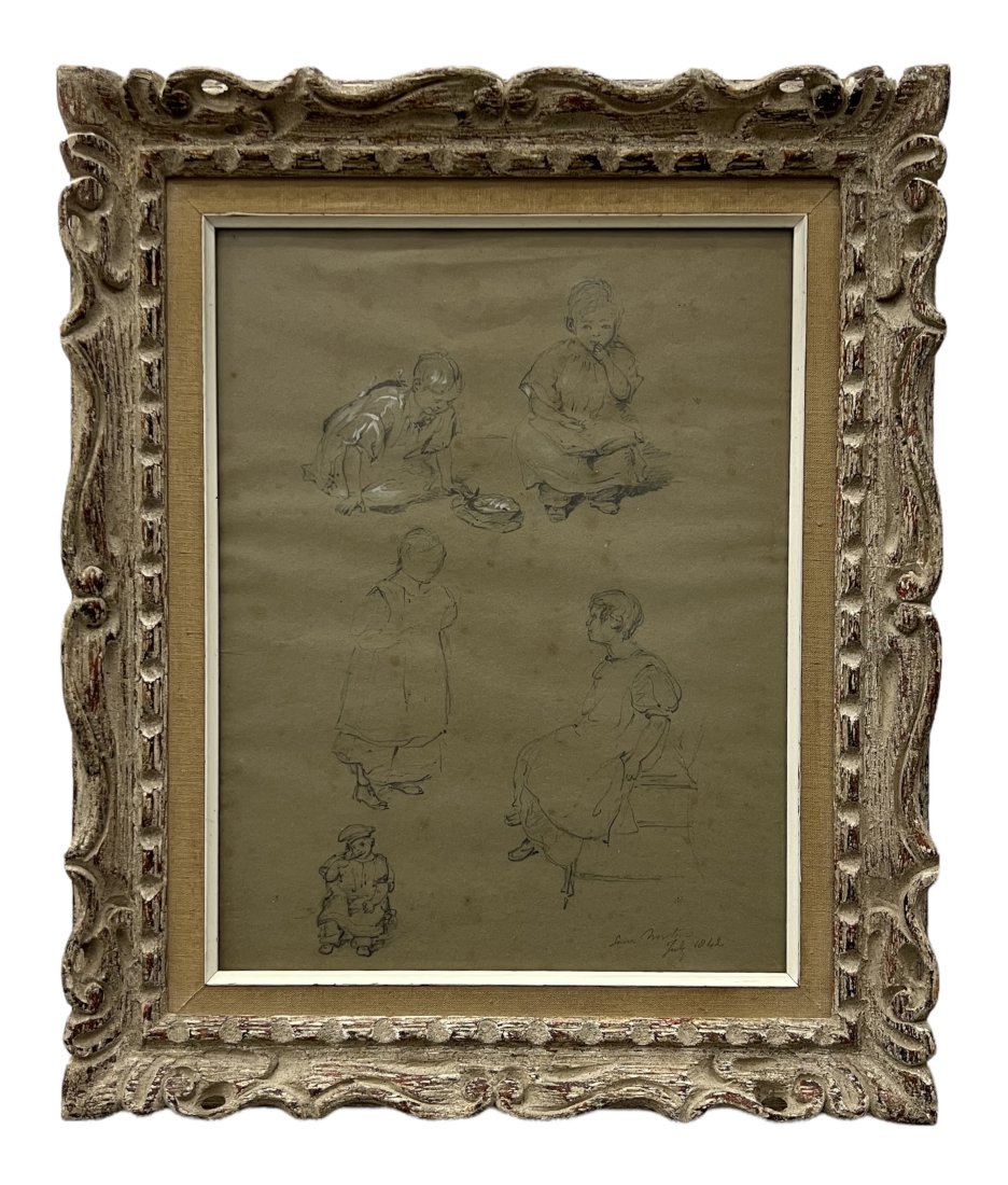 19th Century Graphite Drawings Of Figures Signed & Dated 1842: 13 1/2 x 10 in, 18 1/2 x 15 1/2 in (framed)