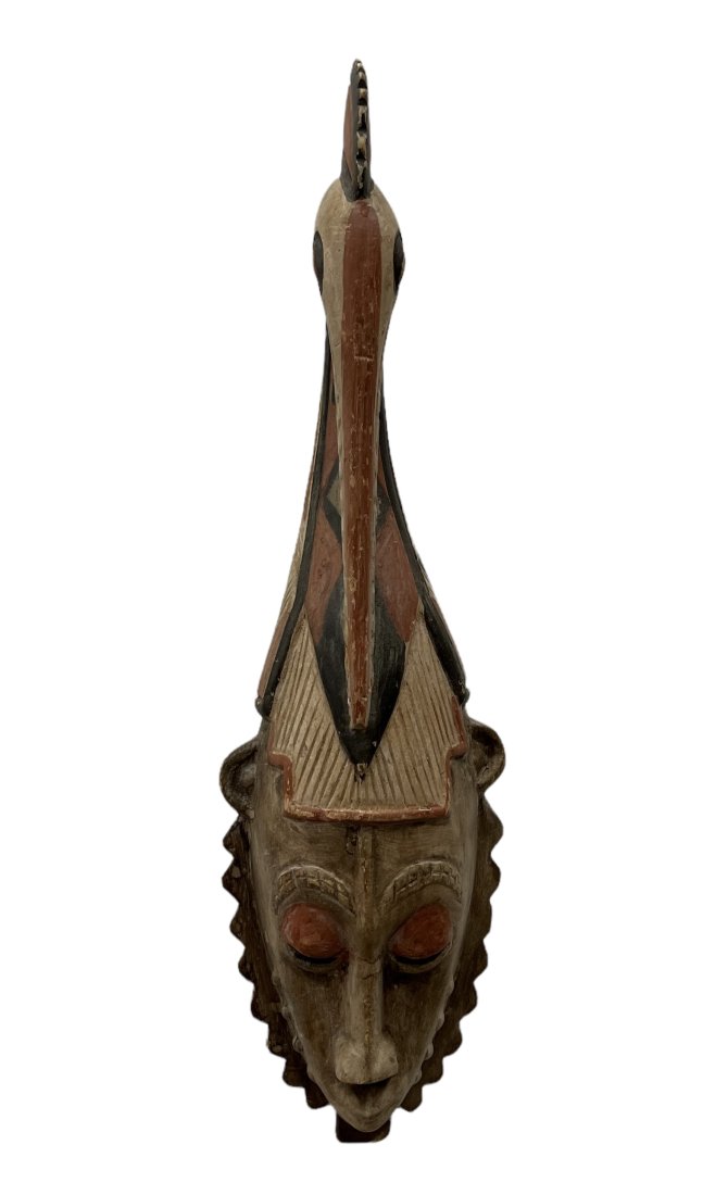 Carved Wood Tribal Mask: 25 x 6 x 6 in