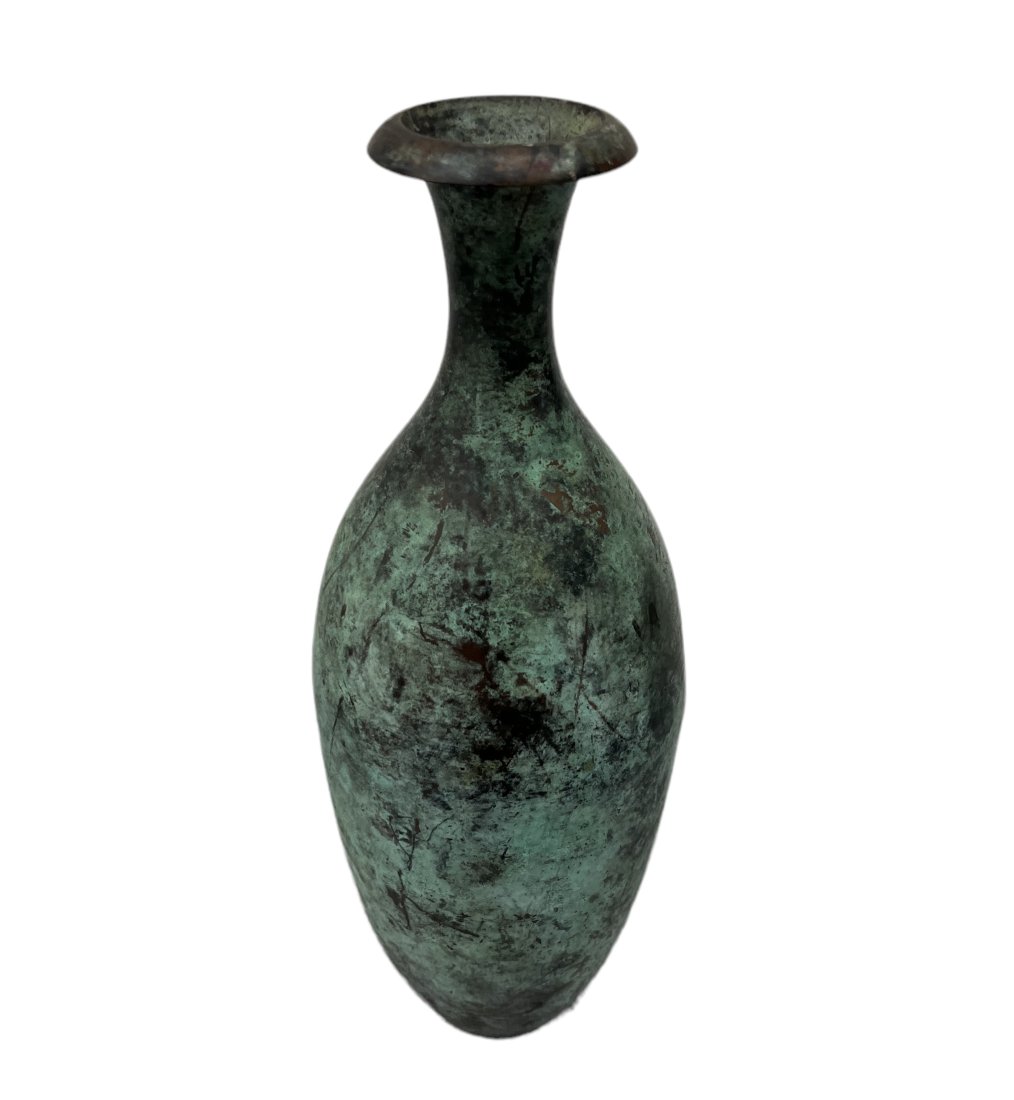 Modernist Copper Vase: 12 x 4 1/2 in