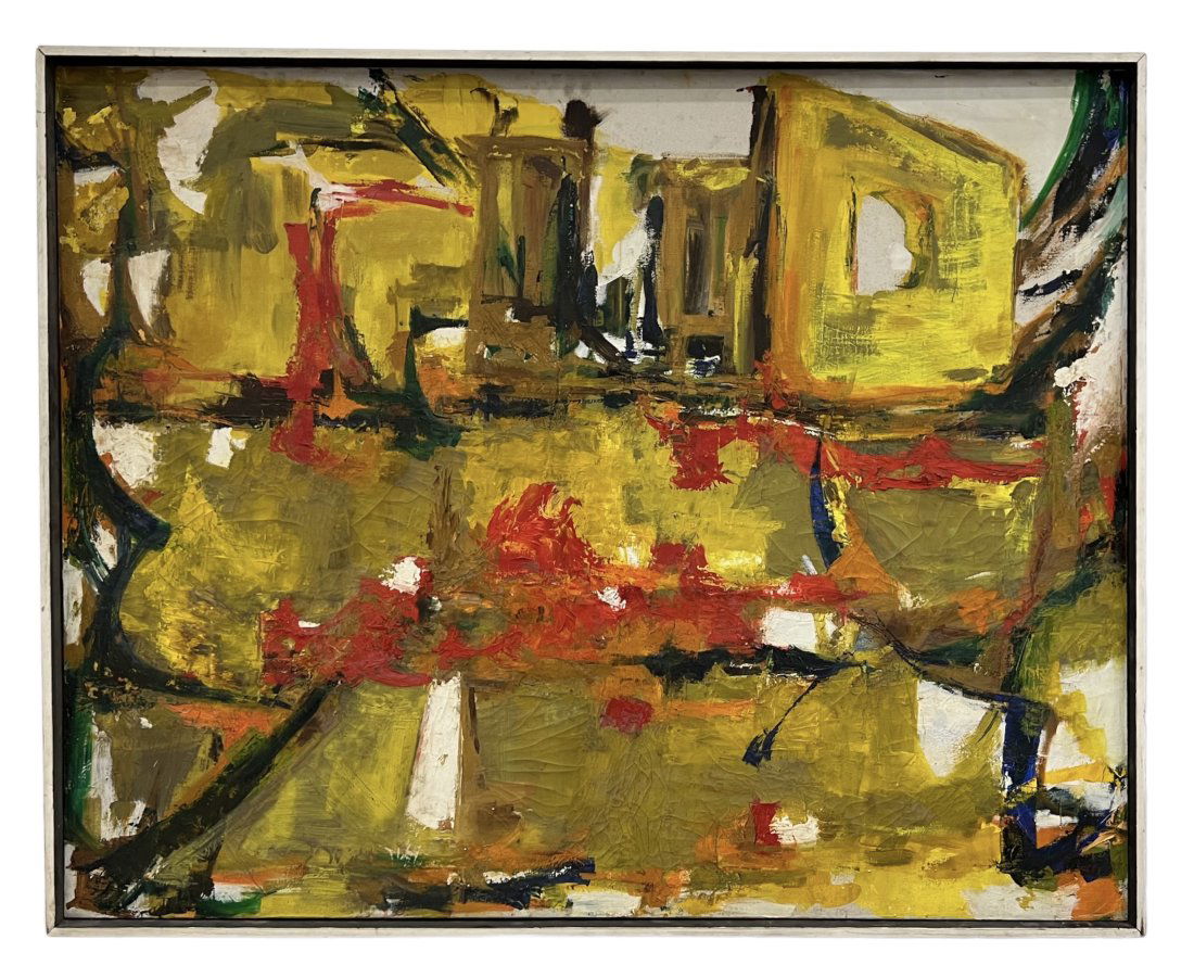 Large Mid-Century Modern Abstract Painting, Unknown Artist (1 of 2)