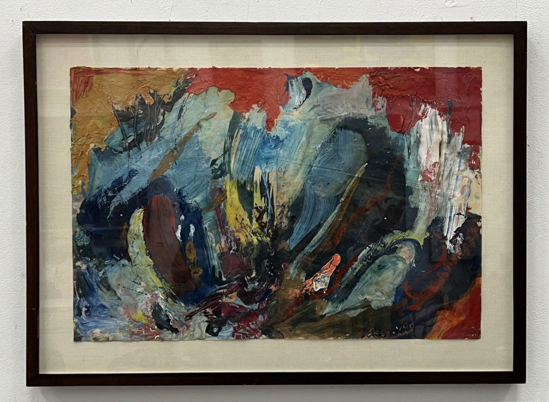 Abstract Expressionist Painting, Signed Unknown Artist (1 of 3)