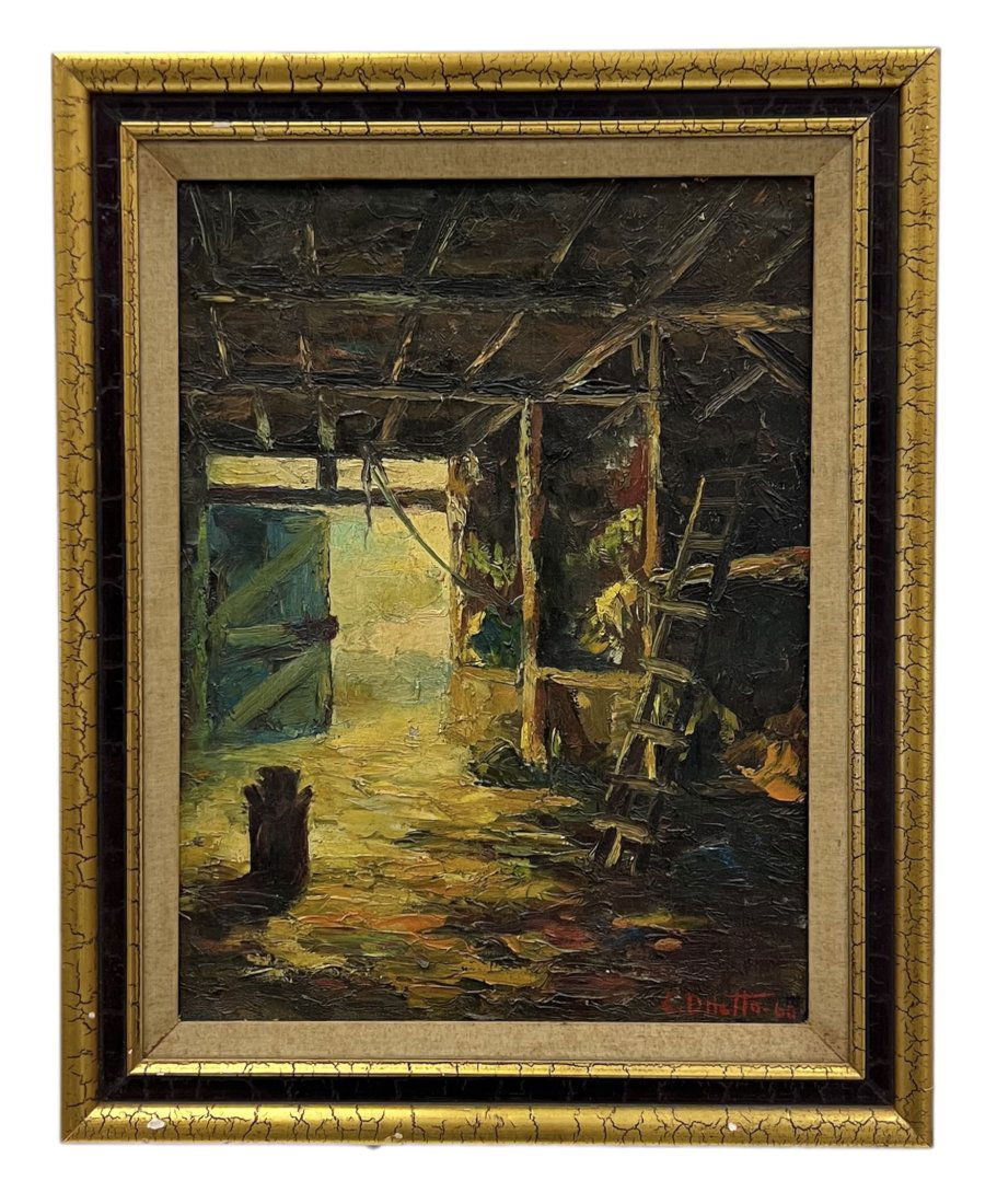 CHARLES DILETTO (1911-1989. Pennsylvania) Barn Scene, Impressionist (1 of 3)