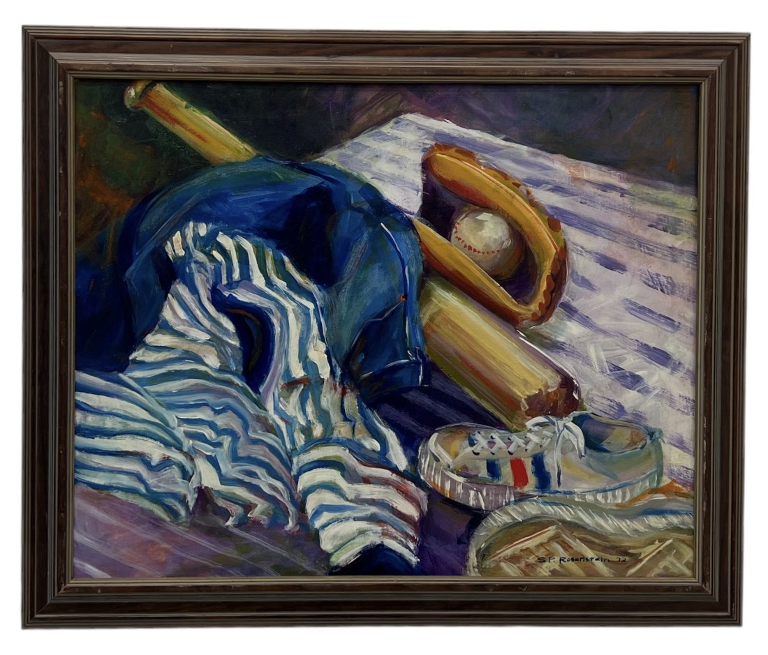 PAT ROSENSTEIN (20th c, American) Still Life, Little Boy's Room: Oil on canvas 30 x 24 in, 35 x 28 1/2 in (framed)