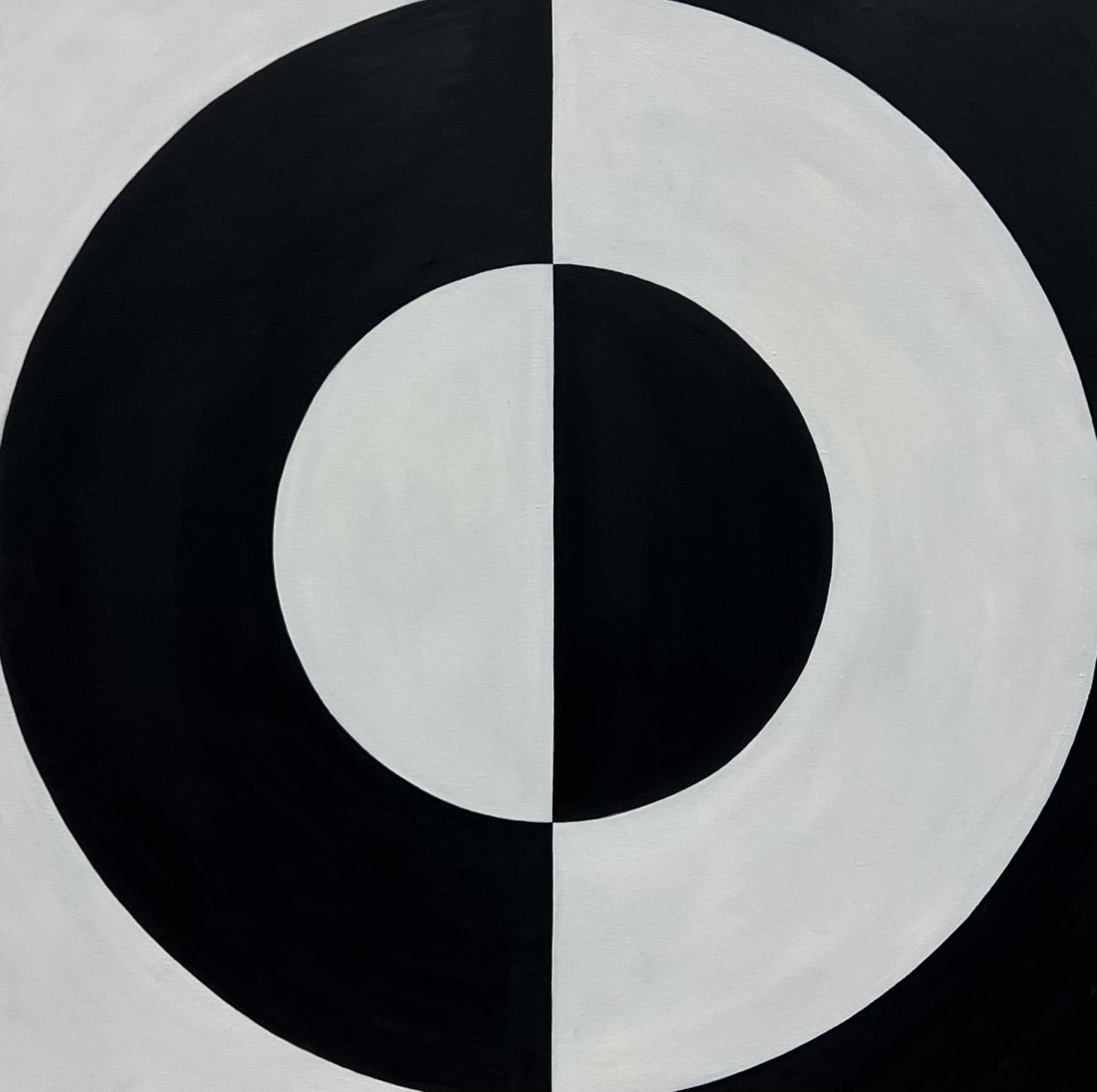 TIM RAY FISHER (b. 1969, Indiana) Black & White Op Art: Oil on canvas 36 x 36 in