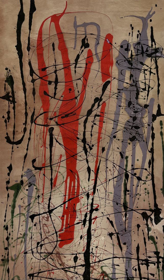 Vintage Abstract Expressionist Drip Painting Singed On The Back (1 of 3)