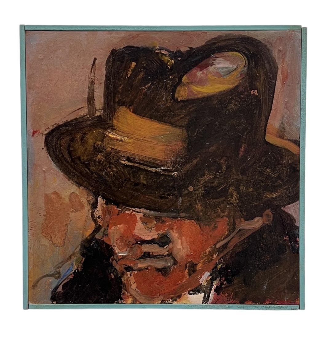 PAT ROSENSTEIN (20th c, American) Portrait: Oil on board 12 x 12 in