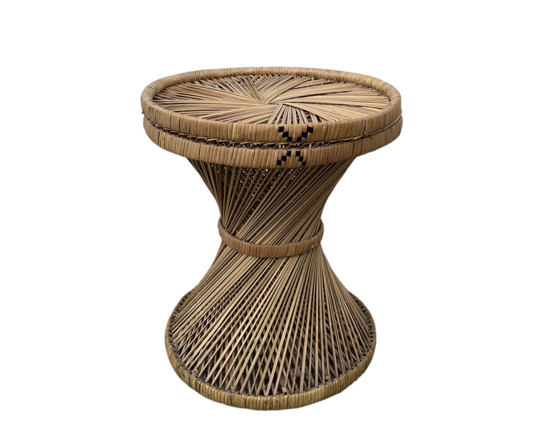 Rattan Side Table: 18 1/2 x 16 in