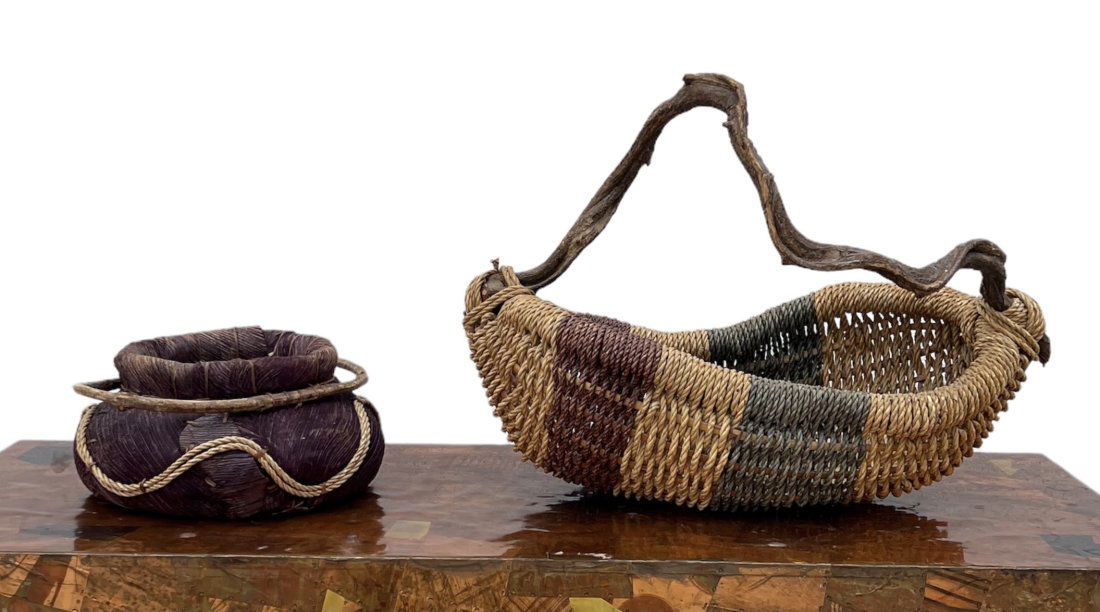 Pair Of Vintage Weaved Baskets (1 of 4)