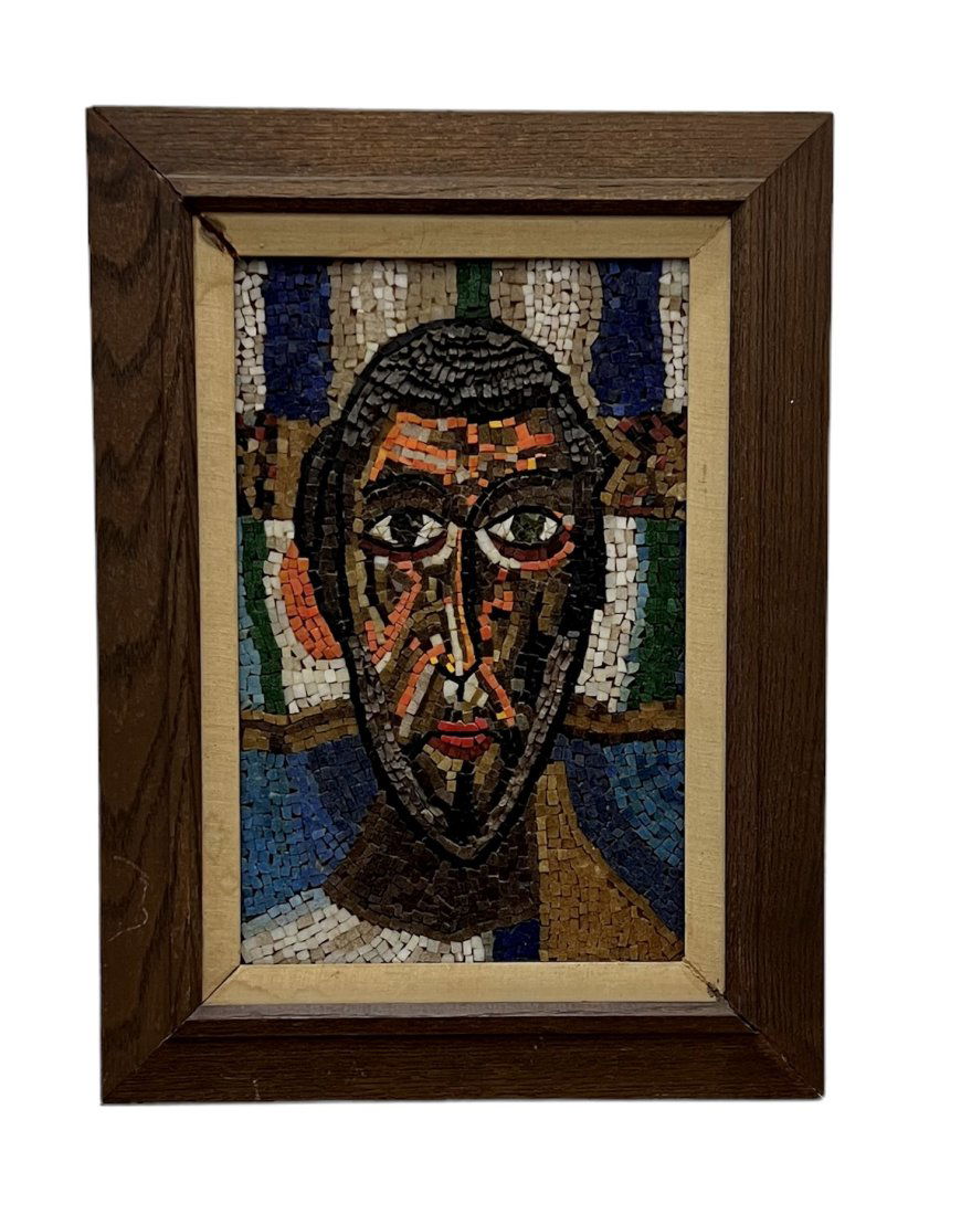 Mid-Century Cubist Mosaic Portrait Signed On Back (1 of 3)