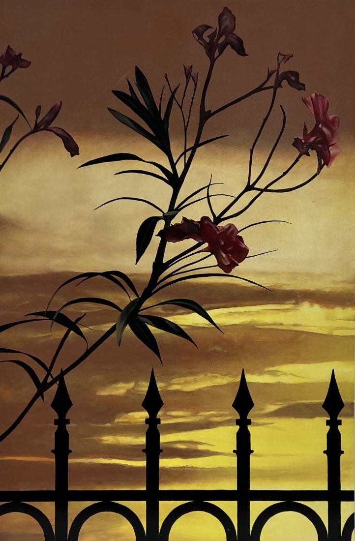 Large Hyperrealist Floral Painting, Signed On Back (1 of 3)