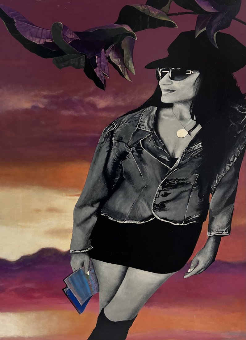 Modern Painting Of A Woman, Signed On Back: Acrylic on board 48 x 36 in