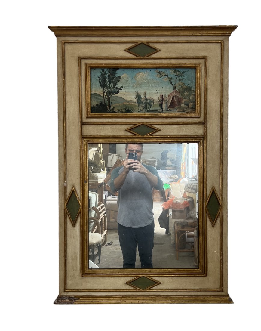 Italian Painted & Gilded Trumeau Mirror (1 of 3)