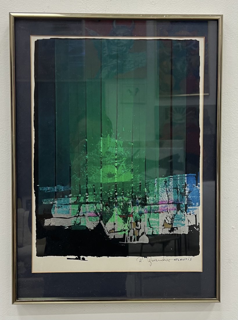 Pencil Signed Abstract Lithograph, Unknown Artist (1 of 3)