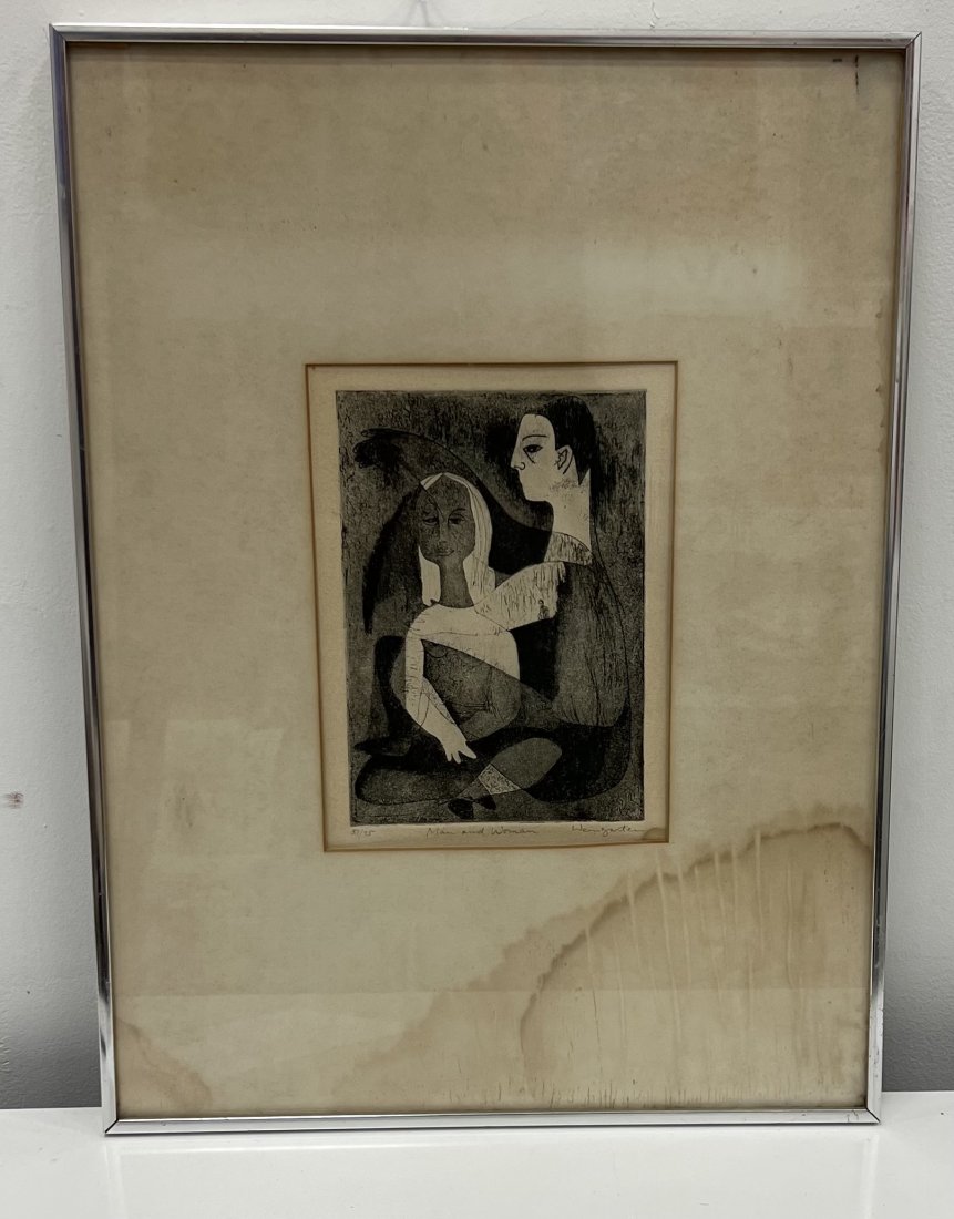 HILDE WEINGARTIN Mid-Century Cubist Etching, Signed (1 of 3)