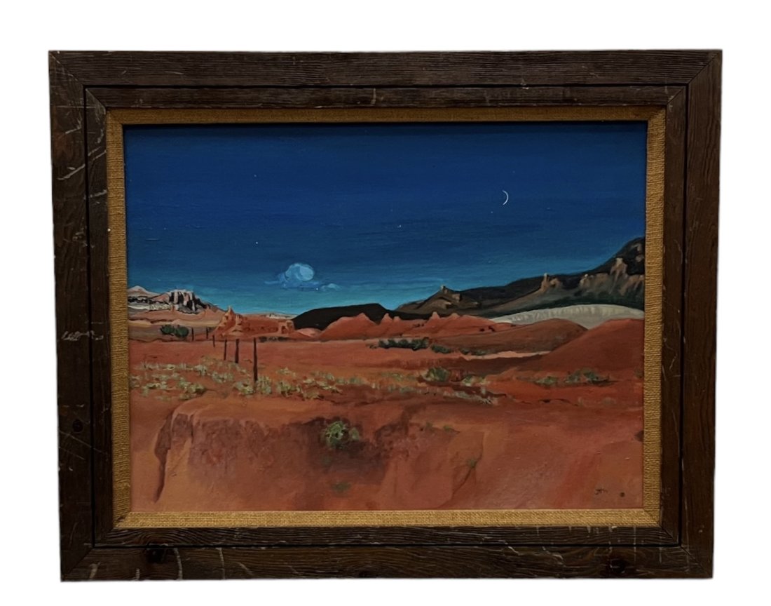 1970's Southwestern Landscape, Monogrammed, Exhibited: Oil on canvas 24 x 18 in, 29 1/2 x 23 1/2 in (framed)