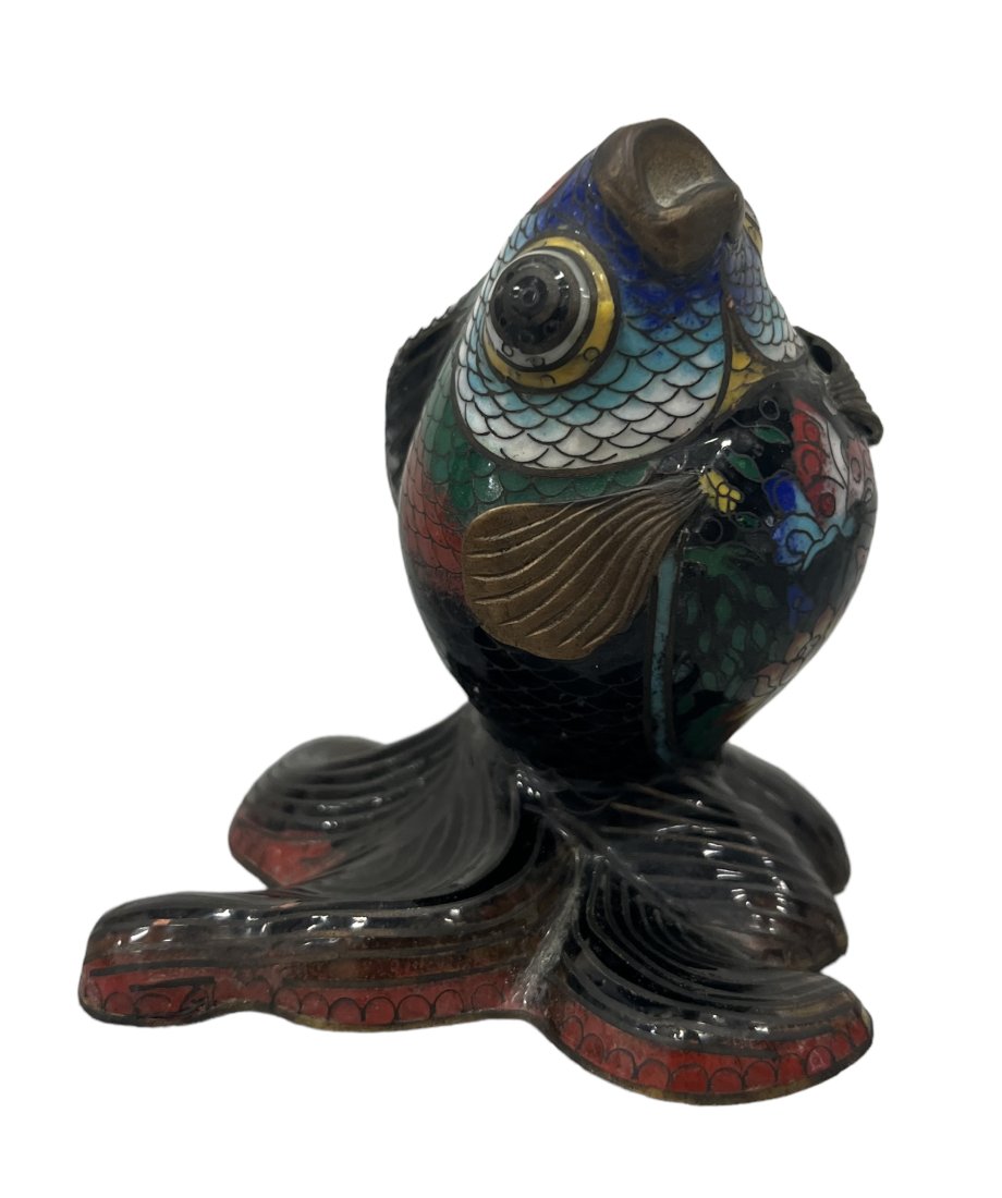 Small Chinese CloisonnÃ© Fish Sculpture: 4 in