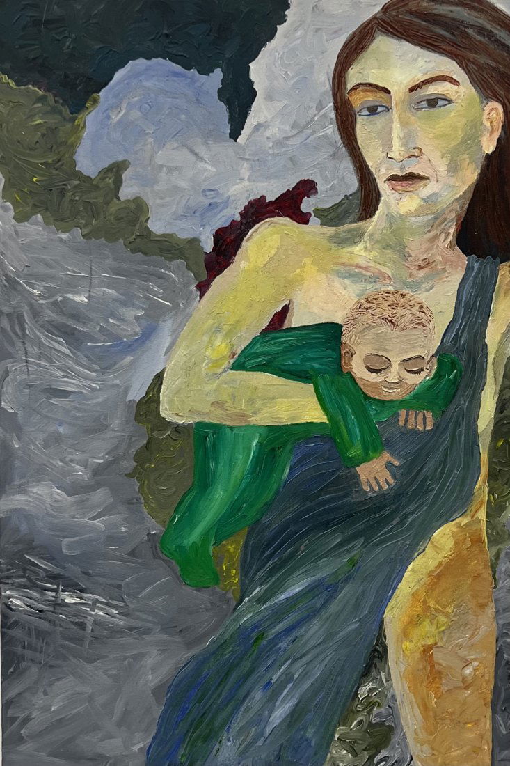 Modernist Mother & Child Painting, Unknown Artist (1 of 2)