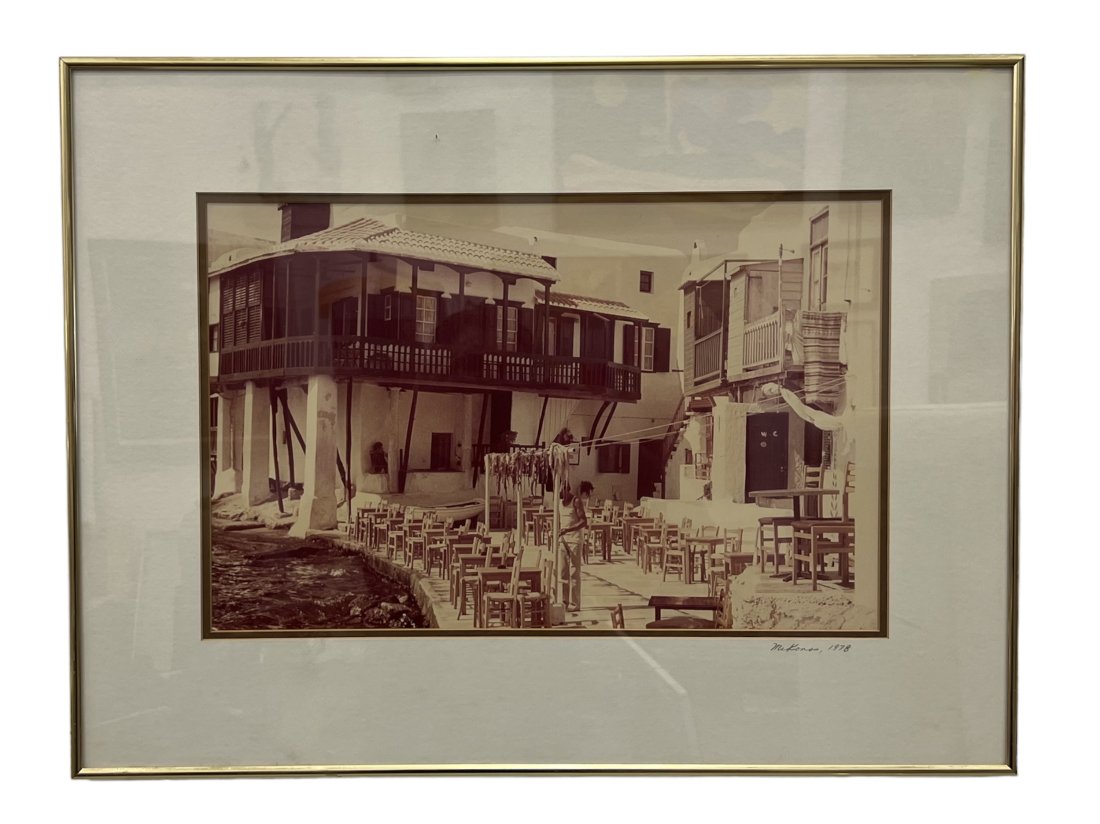 Vintage Photograph Of Mykonos, Greece 1978: 19 1/2 x 12 1/2 in, 27 1/2 x 21 in (framed)