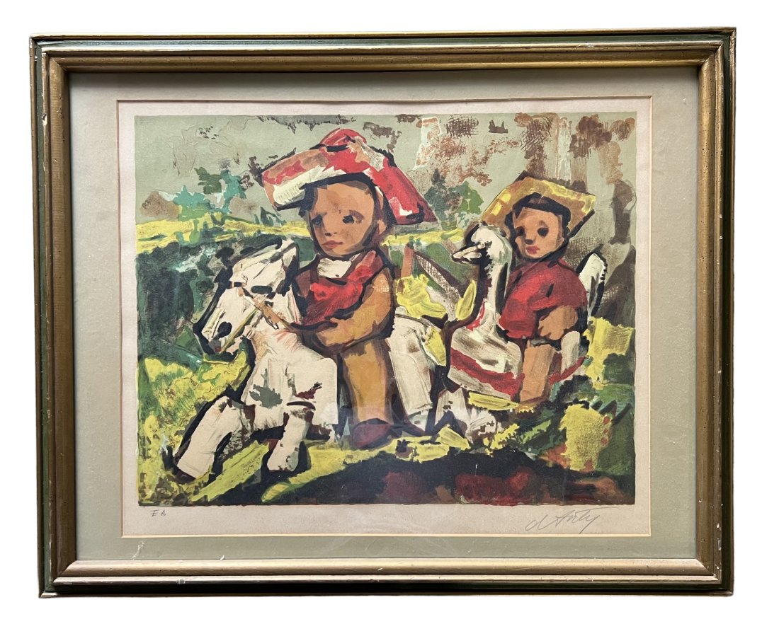 HENRI D'ANTY (1910-1998, French) Lithograph: 22 x 17 1/2 in, 31 x 25 in (framed)