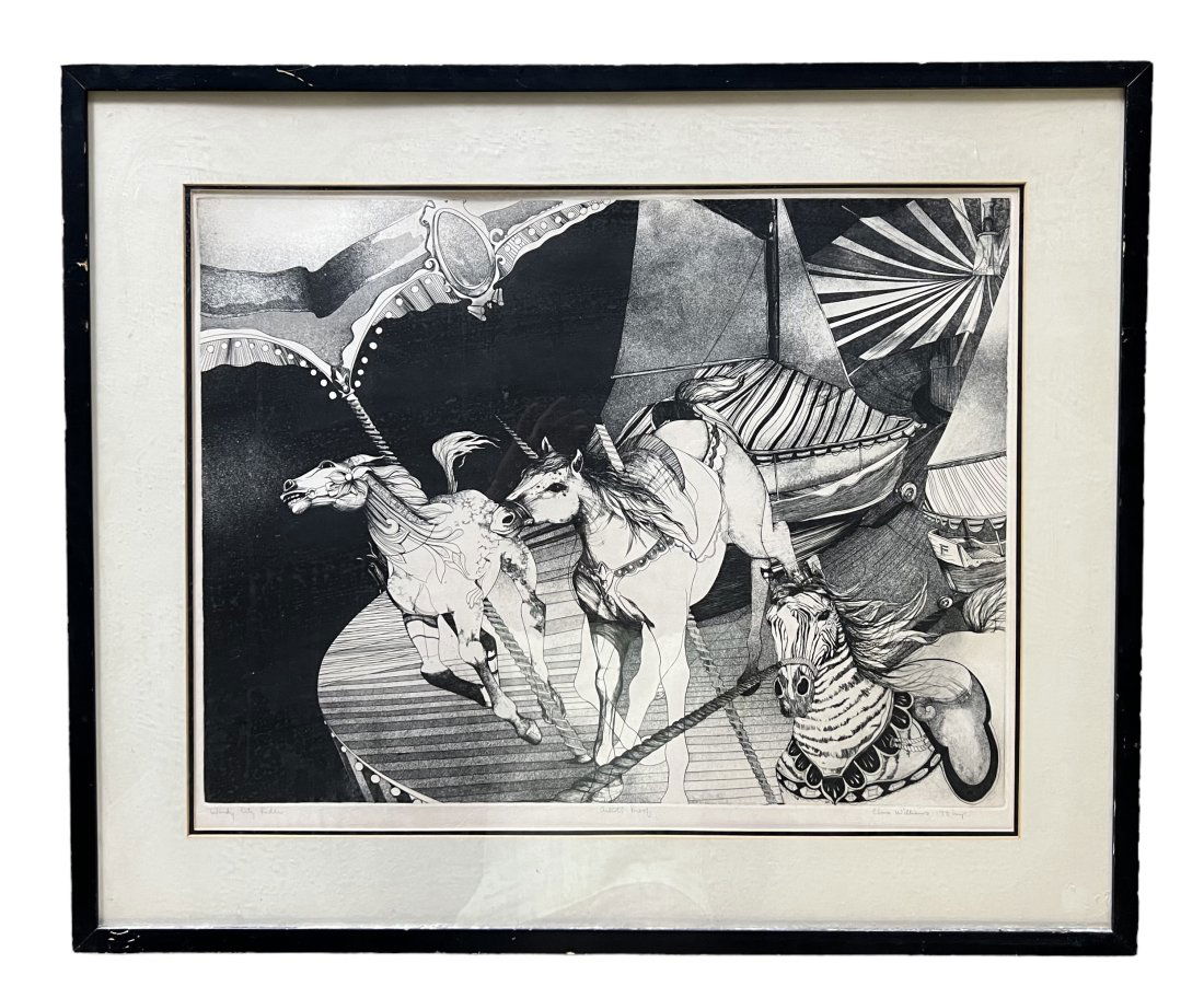 CHRIS WILLIAMS (20th c, American) Horse Carousel Etching 1973 (1 of 3)