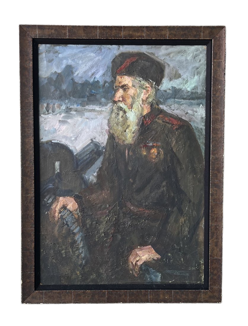 Impressionist Portrait Of A Soviet Era General: Oil on board 31 1/2 x 23 1/2 in (framed)