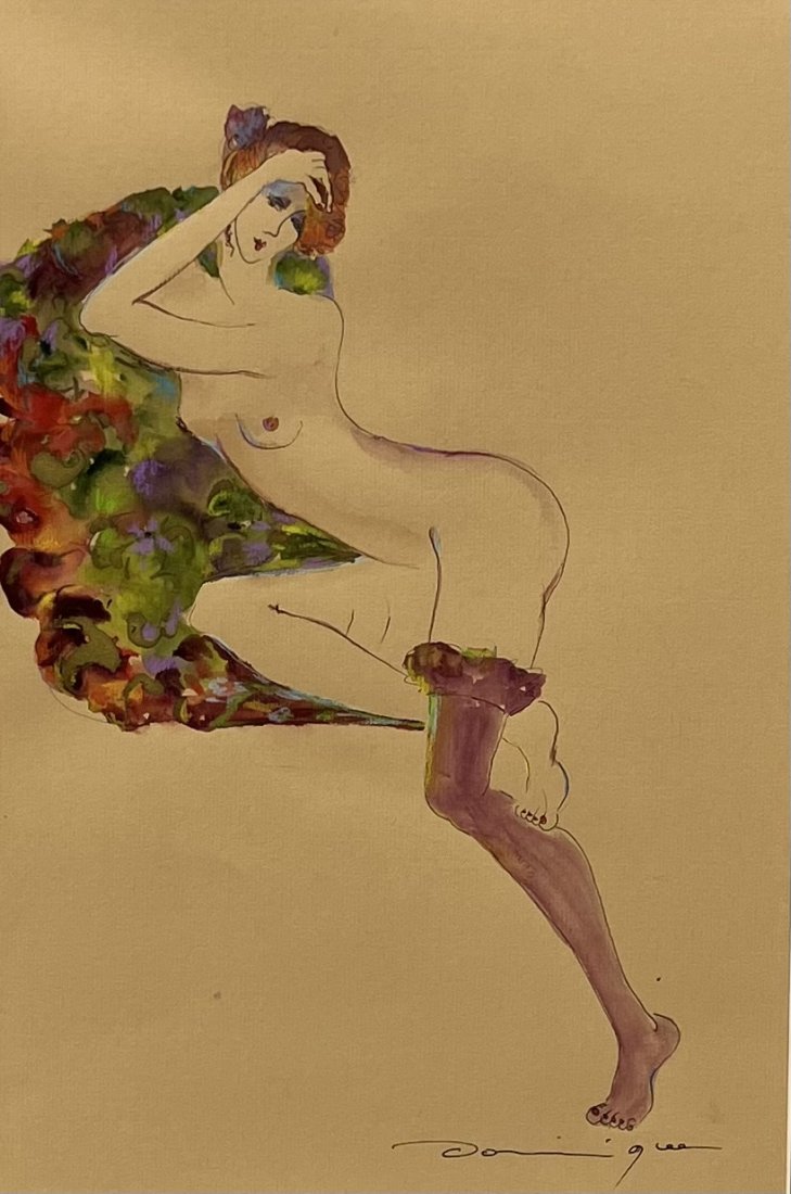 Modernist Nude Watercolor Style Of Egon Schiele, Signed: 16 1/2 x 11 in