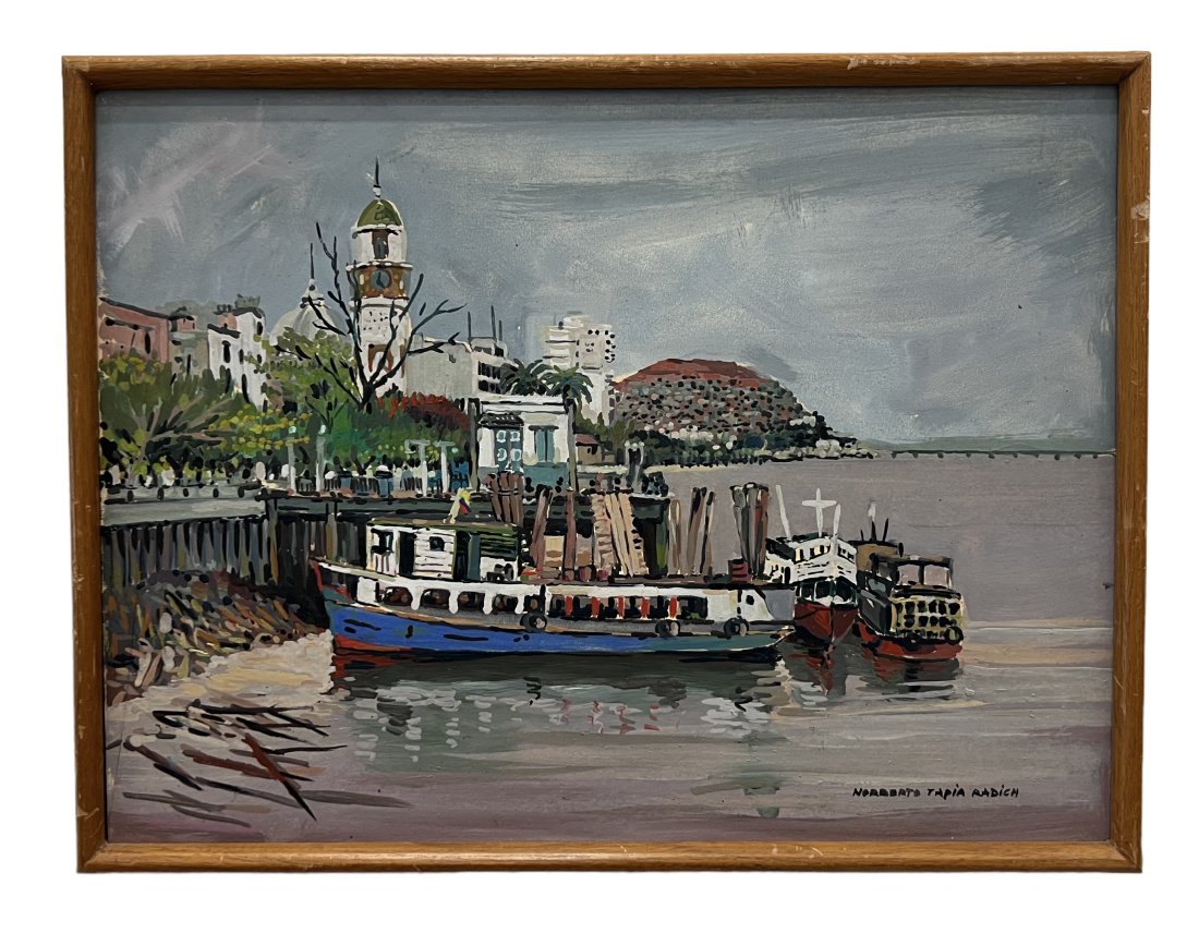 NORBERTA TAPIA RADICH (20th c, Croatia) Dubrovnick Coastal Landscape: Acrylic on board 18 x 14 in