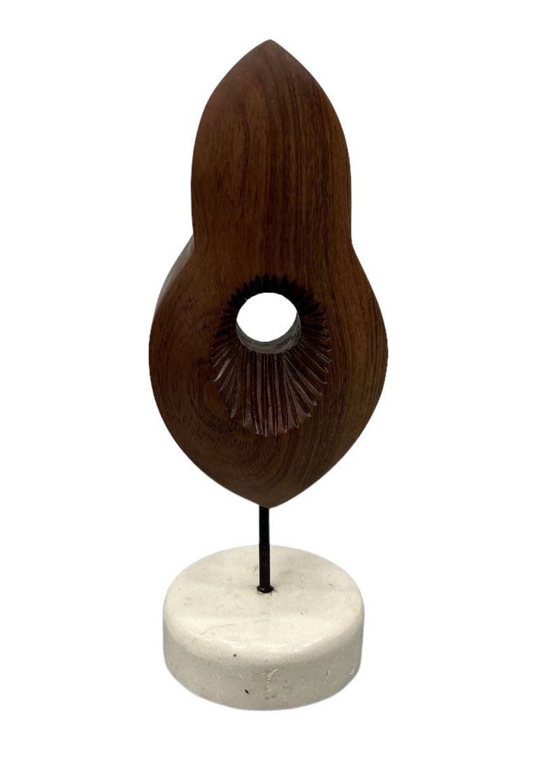Hand Carved Boho Style Wood Sculpture: Size 8 in