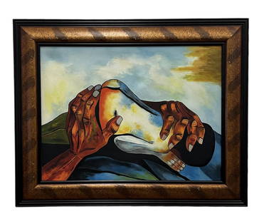 Style Of Oswaldo Guayasamin Painting, Unsigned: Oil on canvas 37 x 31 in (framed)