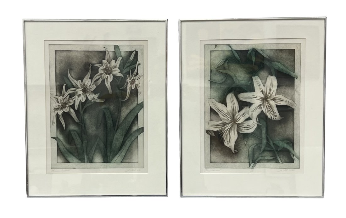Pair Of Pencil Signed Floral Etchings (1 of 3)