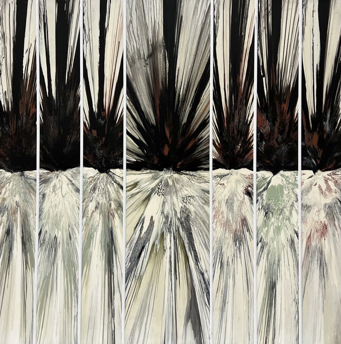 Large Black & White Mixed Media Abstract, Unsigned (1 of 2)