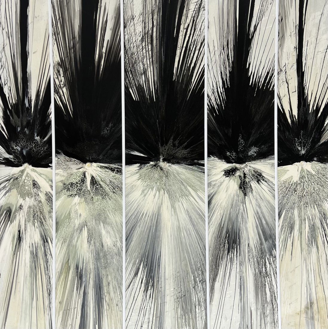 Large Black & White Mixed Media Abstract, Unsigned (1 of 2)