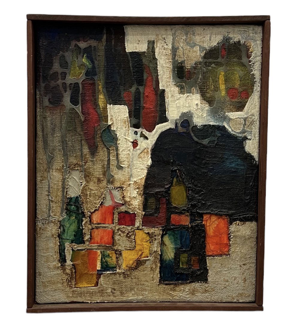 Mid-Century Modern Abstract Painting, Signed, Brown University Stamp (1 of 5)