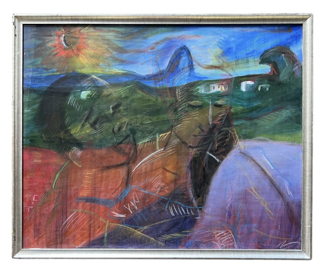 Latin American Modernist Figures In Landscape, Illegibly Signed (1 of 4)
