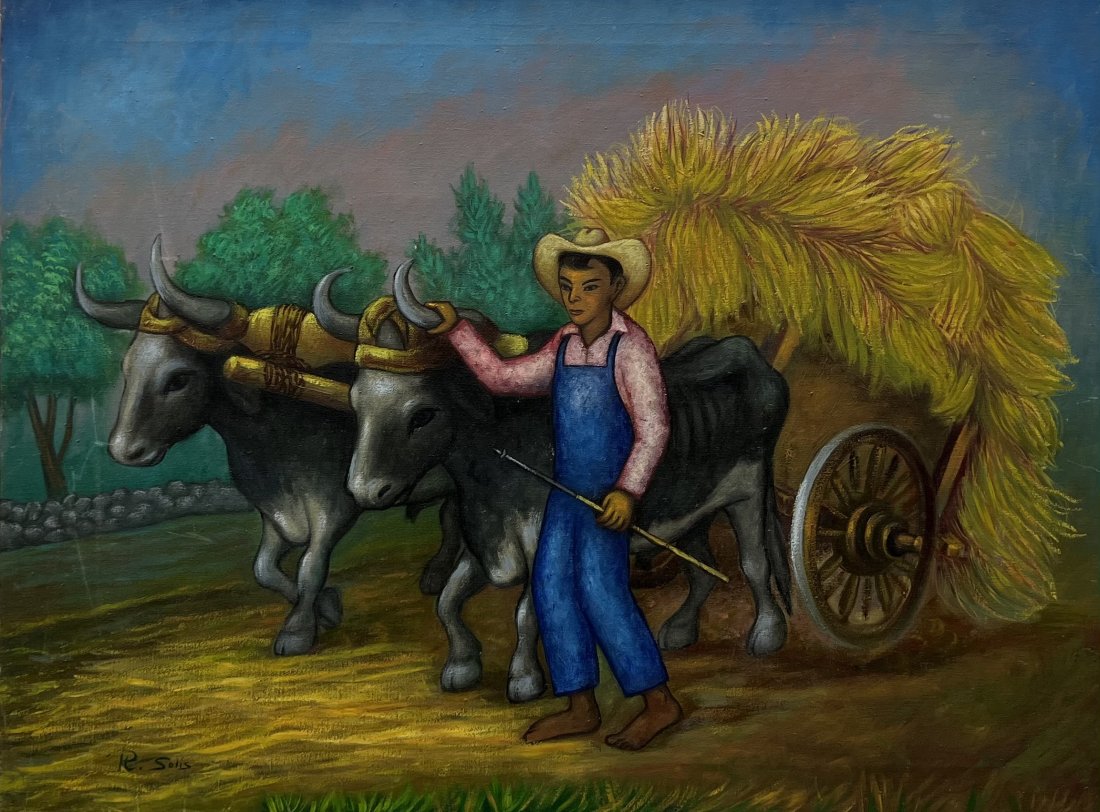 RAMUNDO SOLIS ZARAGOZA (20th c, Mexican): Oil on canvas 31 x 24 in