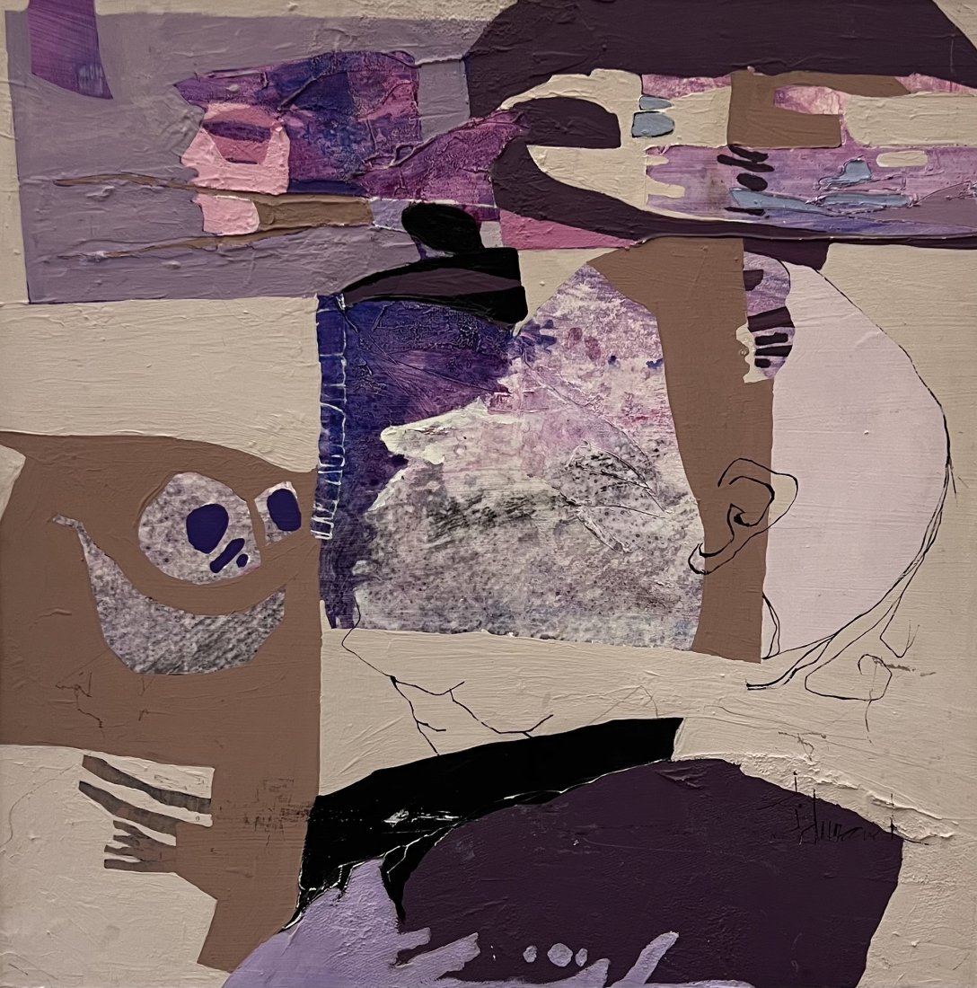 JOEL DURAND (20th c, American) Abstract: Cnstrauctivist abstract. Mixed media on board 35 1/2 x 35 1/2 in