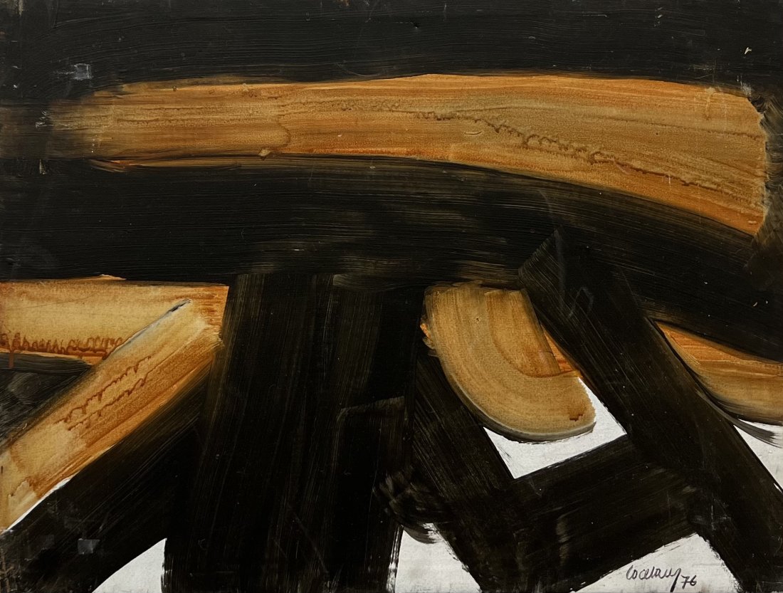 Vintage Abstract Expressionist Painting: On canvas 23 1/2 x 18 in