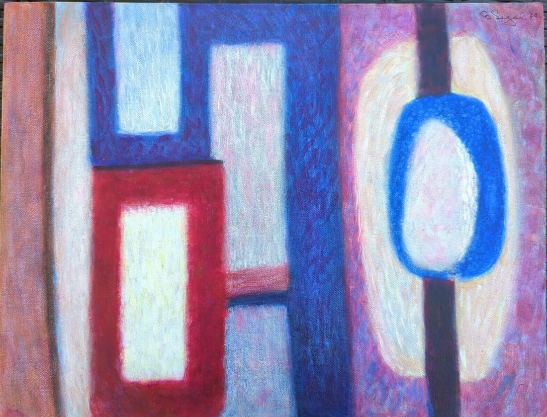 BERNARD SEGAL (1907-1986, New York) Abstract: Oil on canvas 14 x 18 in