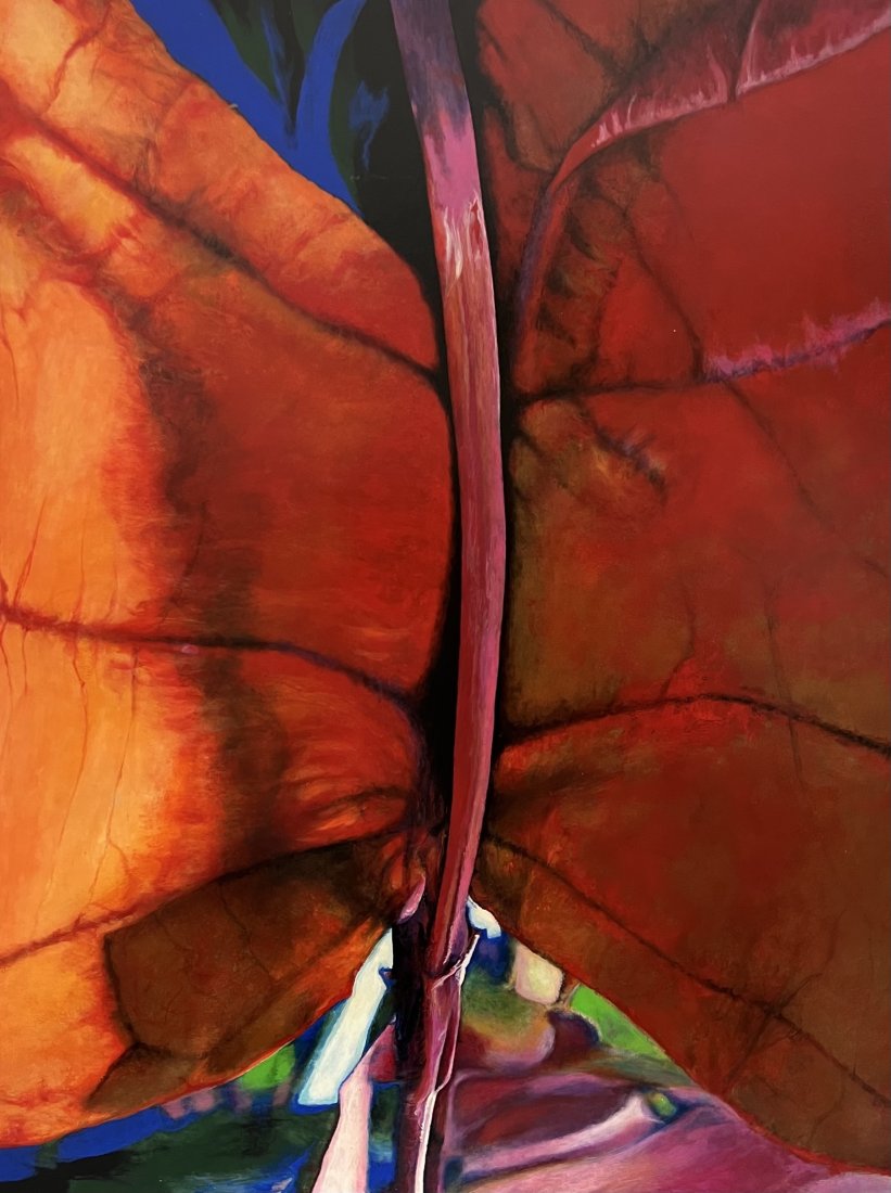 Hyperrealist Leaf Painting Signed On Back (1 of 2)