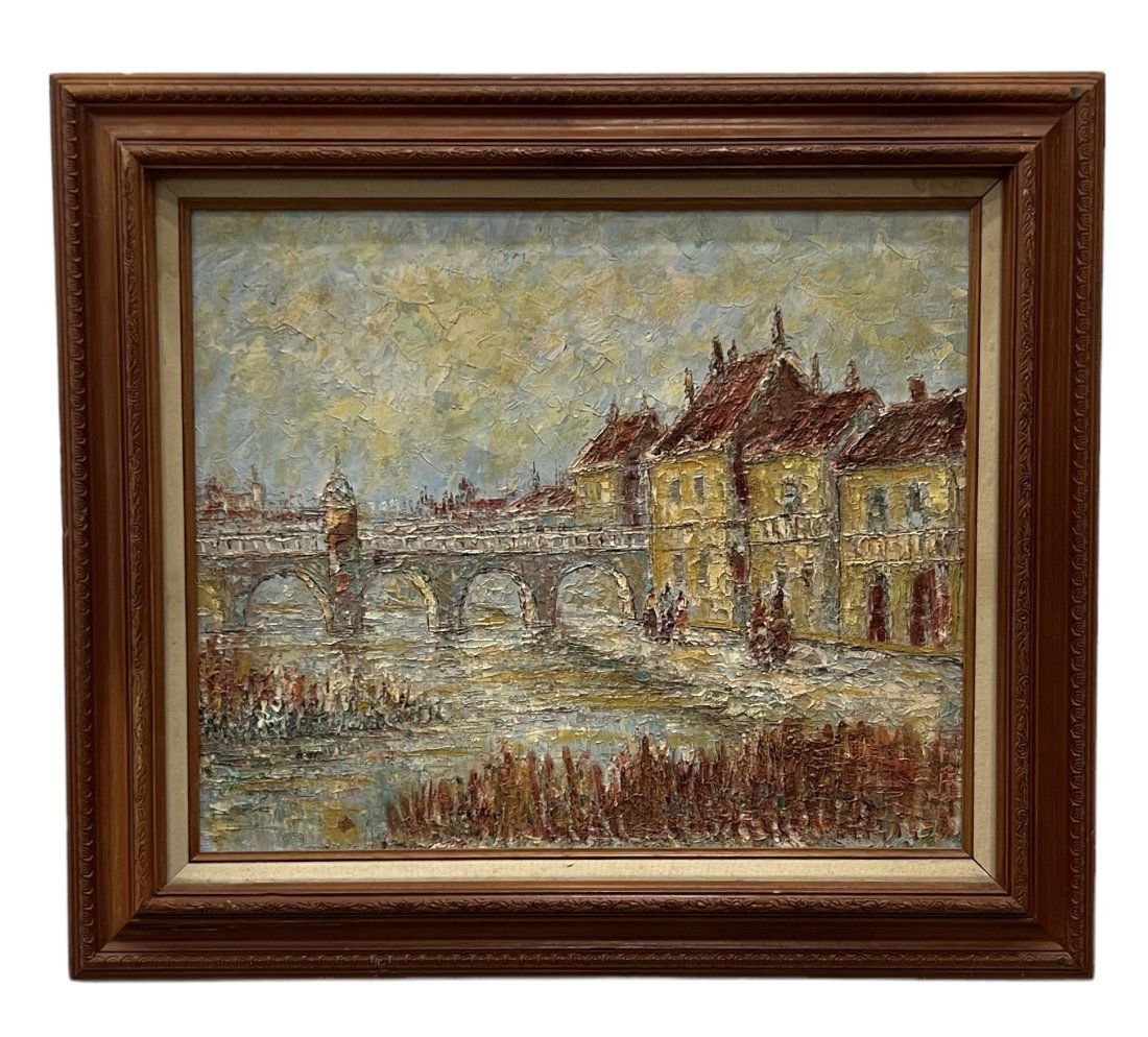 French Impressionist Paris Scene River Seine, Unsigned (1 of 2)