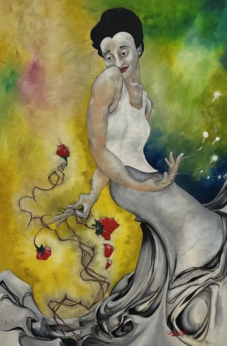 LOUIS WOOD (20th c, American) Surrealist Portrait Of A Woman (1 of 3)