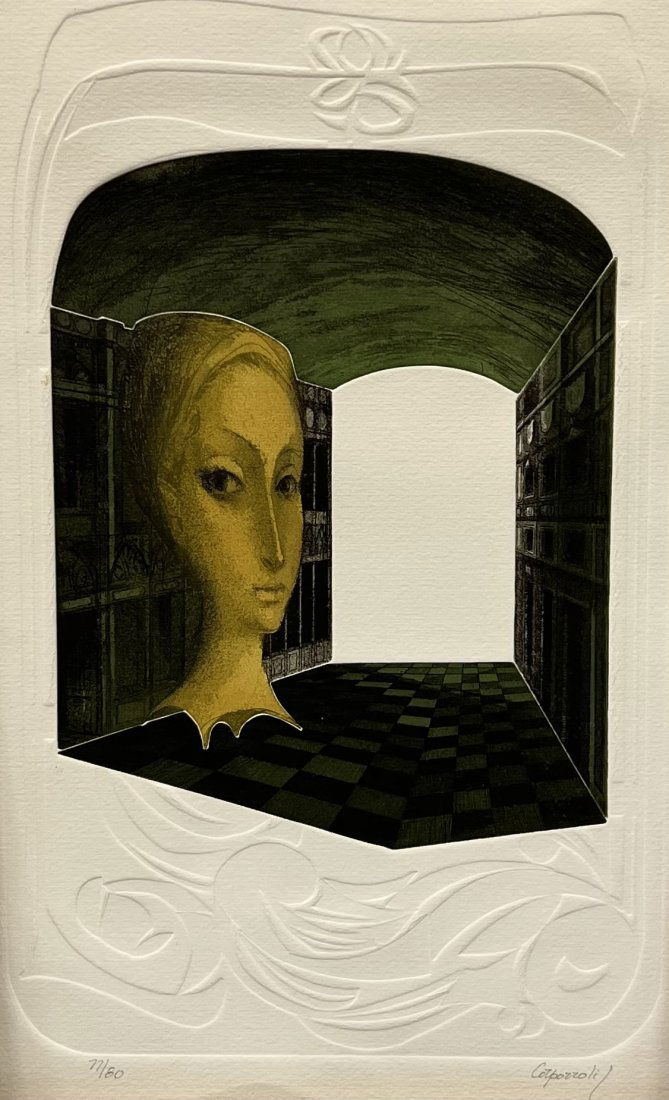 GLAUCO CAPOZZOLI (1929-2003, Uruguay) Surrealist Intaglio Lithograph (1 of 3)