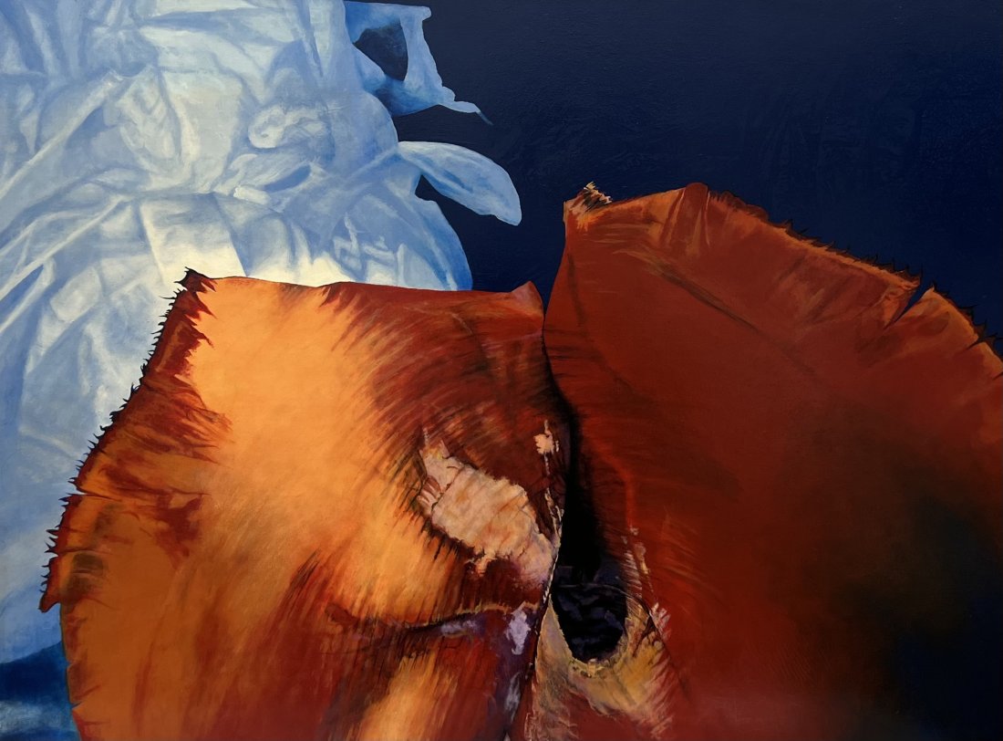 Hyperrealist Flower Petal Painting Signed On Back (1 of 2)