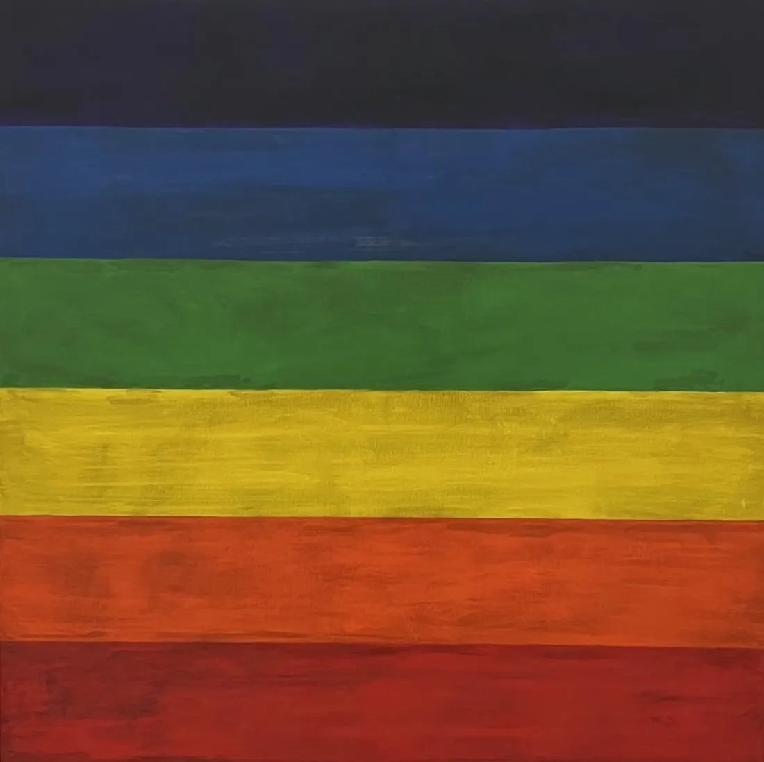 TIM RAY FISHER (b. 1969, Indiana) Rainbow Abstract: Oil on canvas 36 x 36 in