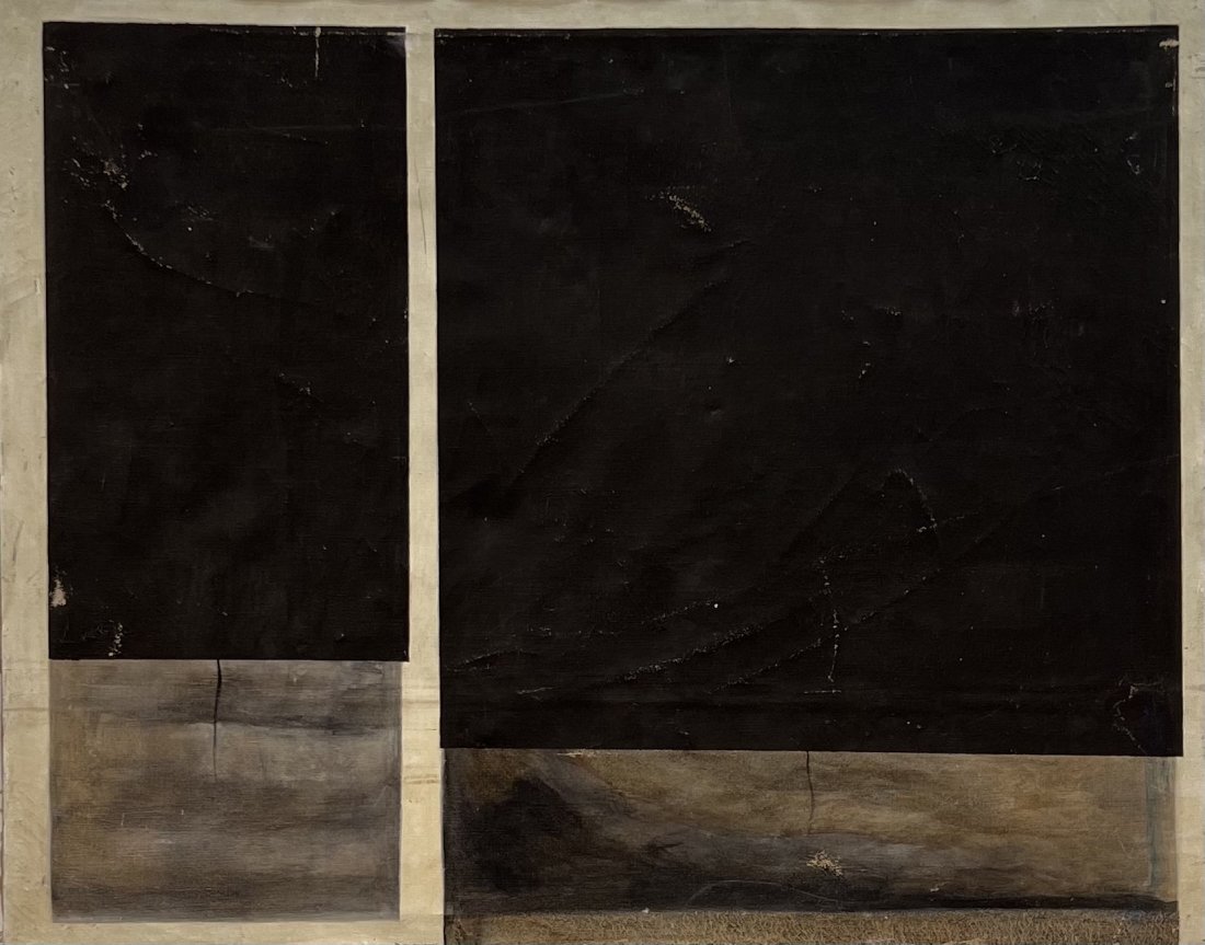 Italian Mid-Century Modern Black & White Abstract Signed Velardi (1 of 4)