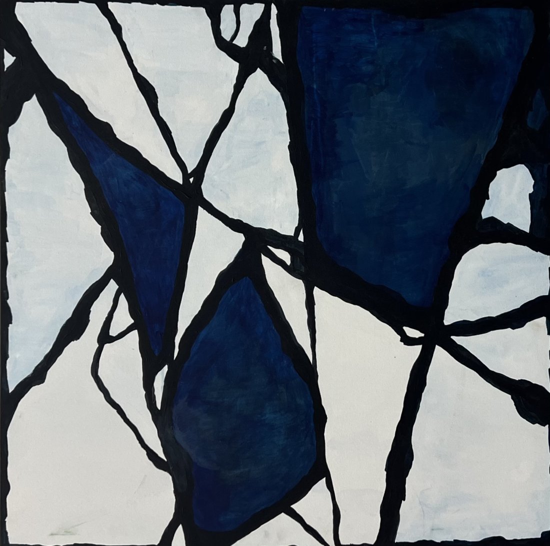 Blue, Black, & White Abstract Expressionist Painting, Unknown Artist (1 of 3)
