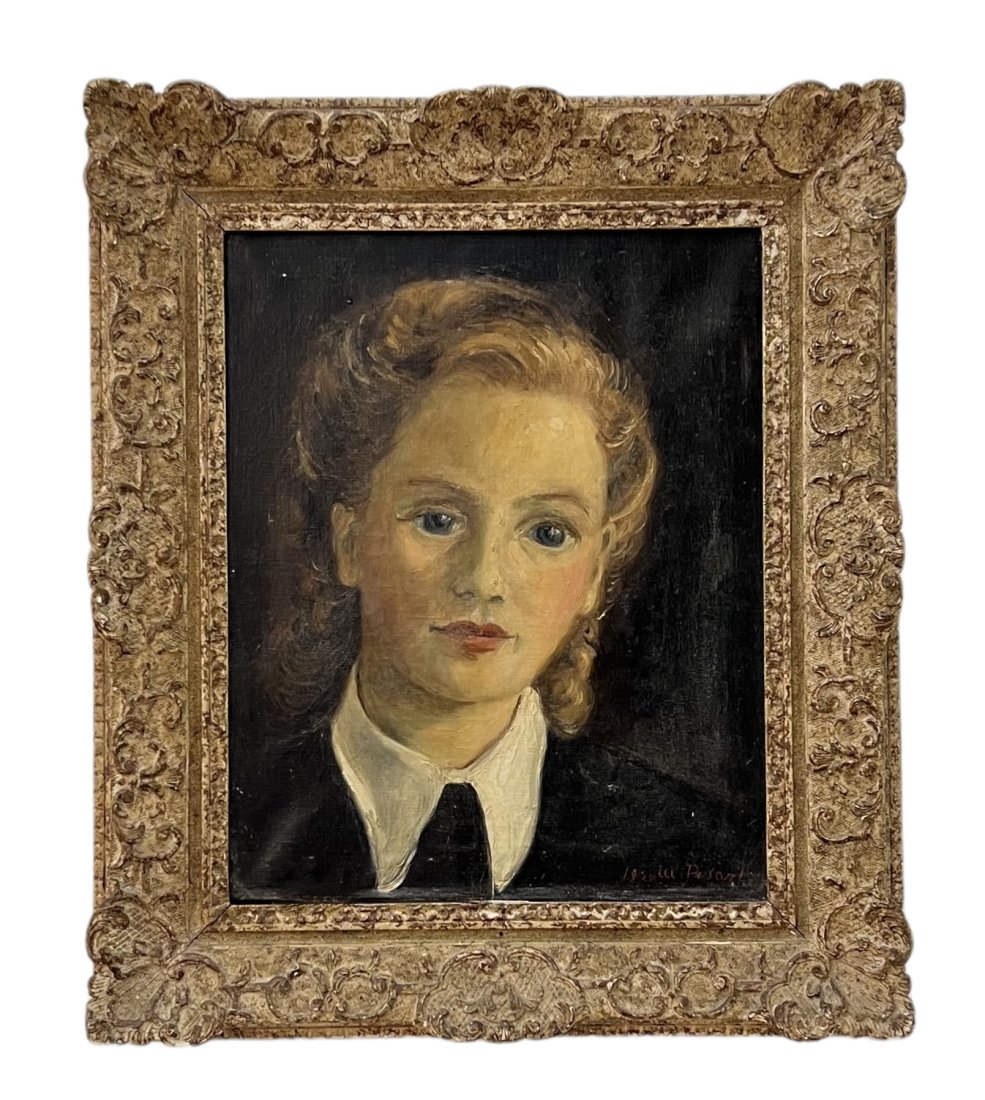 Signed Antique Portrait Painting Of A Young Girl: Oil on canvas. Framed on a nice quality frame 16 x 13 in, 22 1/2 x 19 in (framed).