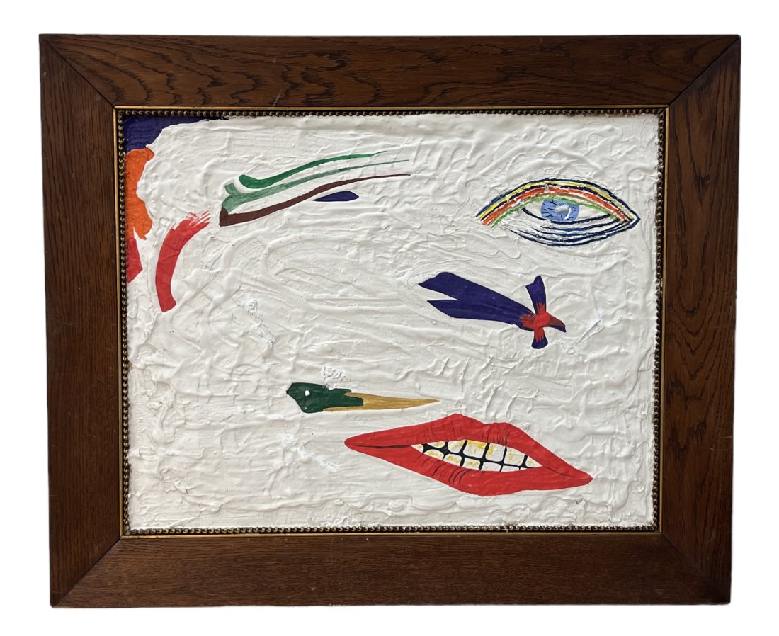 Minimalist Abstract Portrait Painting Unsigned: Painted on board 20 1/2 x 16 1/2 in, 26 3/4 x 22 1/4 in (framed)